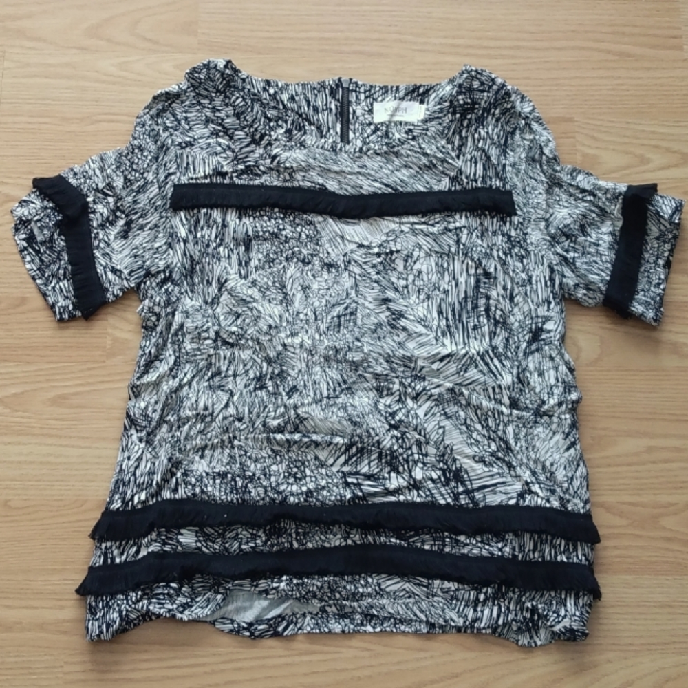 Numph Daiki Scribble and Fringe Blouse | UK 10 or US 4/6